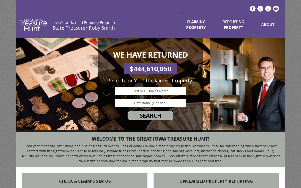 Des Moines residents directory Iowa unclaimed property search