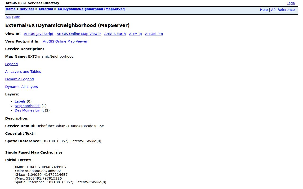 Des Moines neighbors official neighborhood GIS service