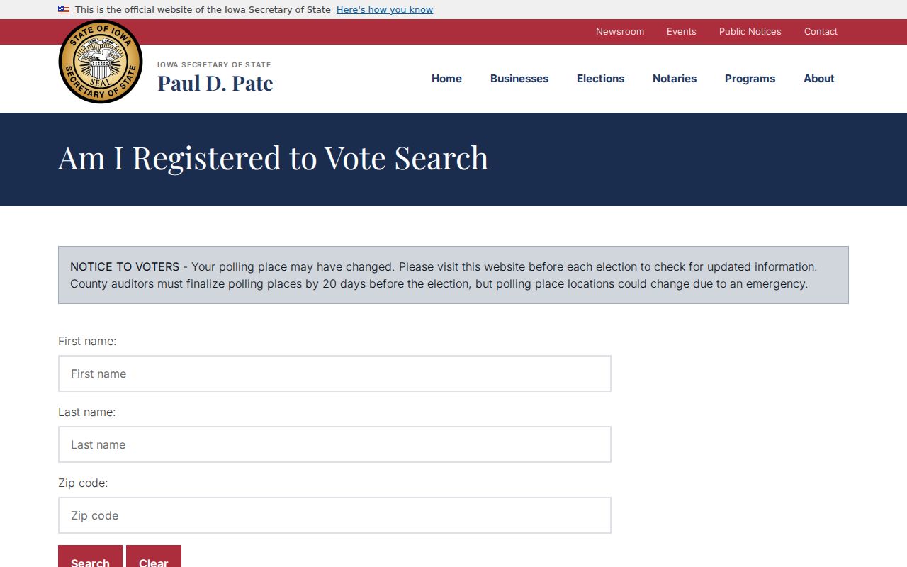 Des Moines resident lookup voter verification form